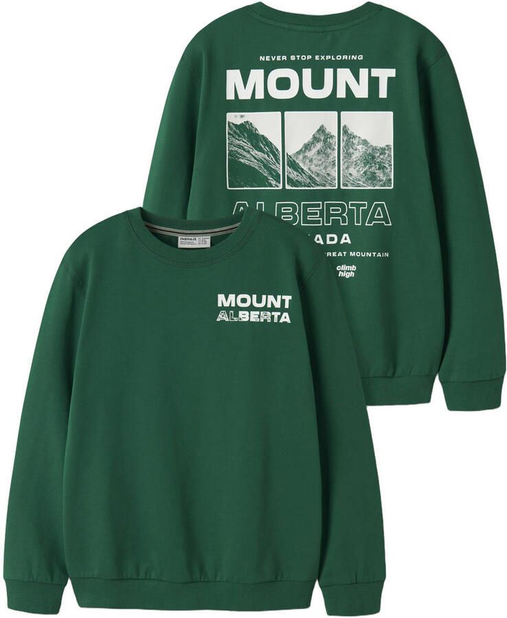 NAME IT KIDS sweater met tekst groen Backprint - Foto 2
