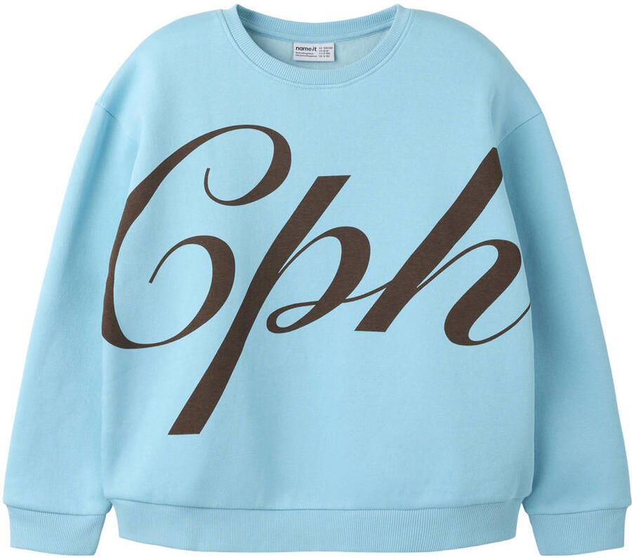 NAME IT KIDS sweater met tekst lichtblauw