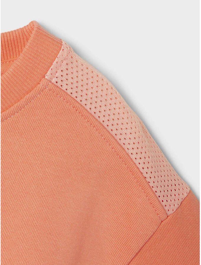 Name it KIDS sweater NKFNONNA met tekst koraaloranje Tekst 134 140