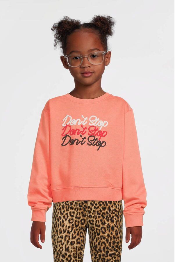 Name it KIDS sweater NKFNONNA met tekst koraaloranje Tekst 134 140 - Foto 3
