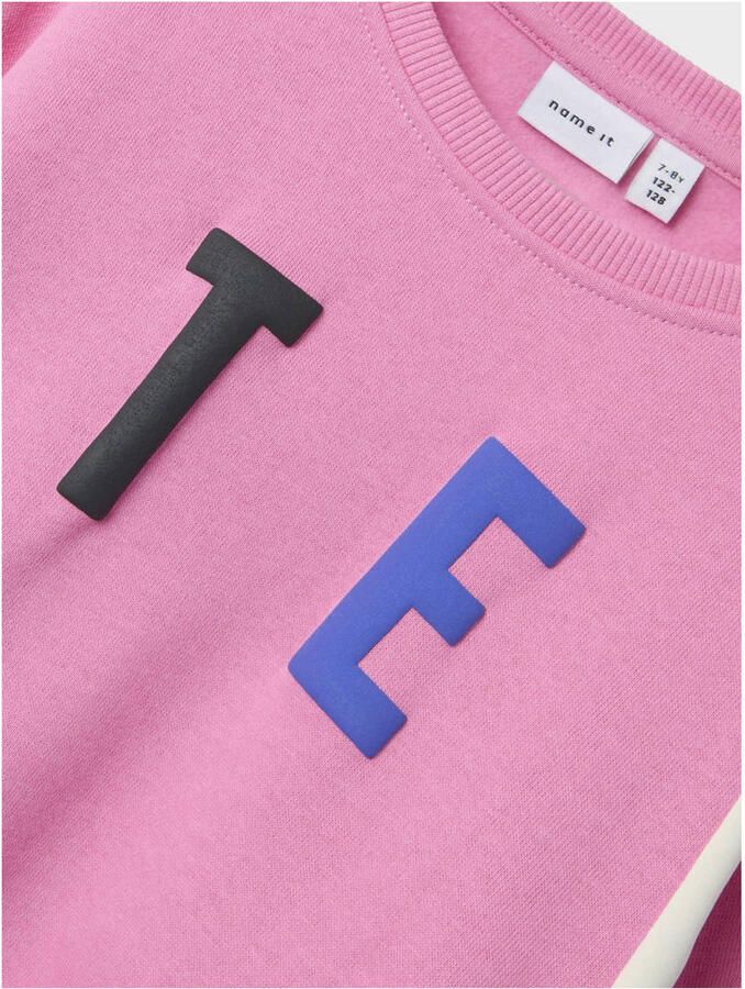 NAME IT KIDS sweater NKFPLILJE met tekst roze Tekst