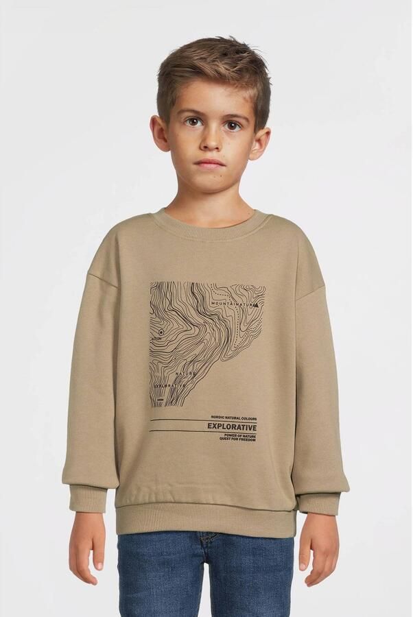 Name it KIDS sweater NKMNEFIKS met printopdruk lichtbruin Printopdruk 122 128 - Foto 4