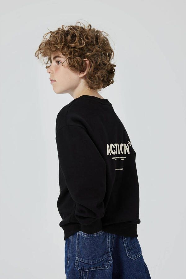 Name it KIDS sweater NKMNEFIKS met printopdruk zwart Printopdruk 122 128 - Foto 2