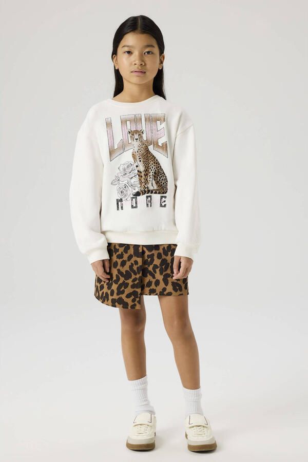 NAME IT KIDS skort met panterprint bruin - Foto 3