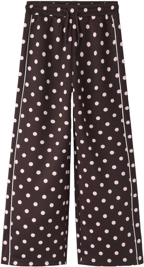 NAME IT KIDS sweatpants met stippen donkerbruin