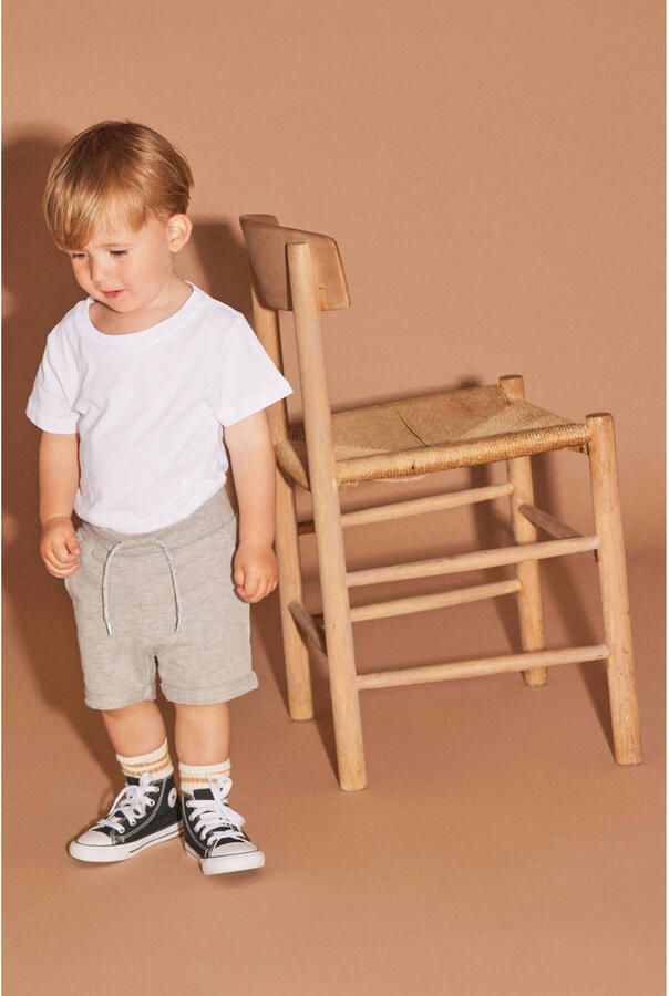 Name it KIDS sweatshort NKMVERMO grijszand Beige Effen 110