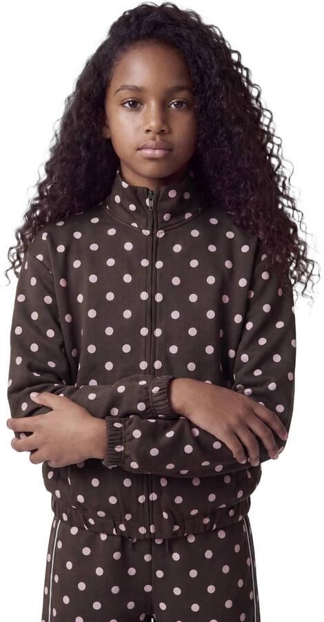 NAME IT KIDS sweatvest met stippen donkerbruin