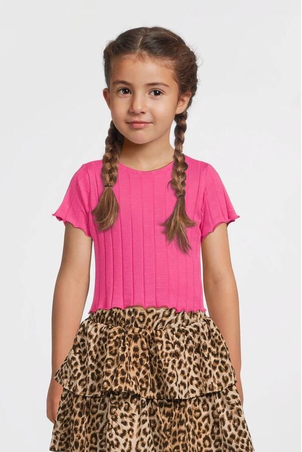 Name It Shirt met korte mouwen NKFNORALINA SS CROP TOP NOOS Katoenmix met stretch gegolfde randen - Foto 2