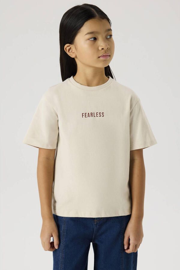 NAME IT KIDS T-shirt met backprint beige