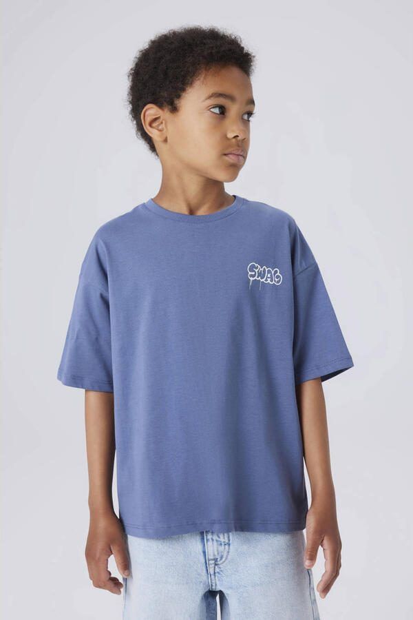 NAME IT KIDS T-shirt met backprint blauw