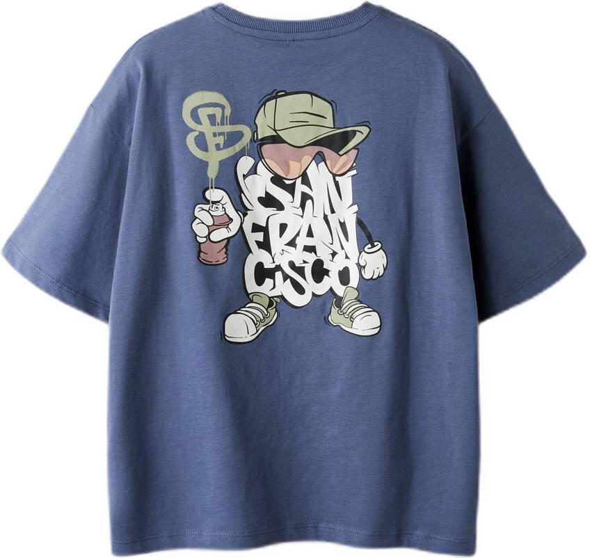 NAME IT KIDS T-shirt met backprint blauw - Foto 2