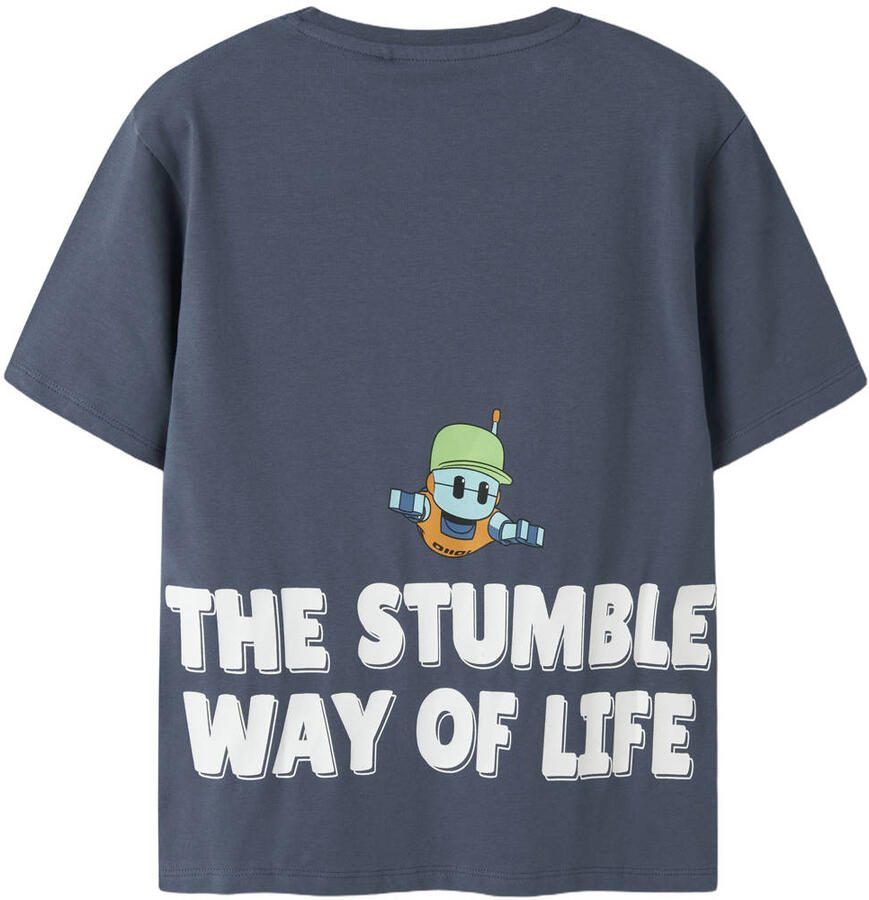 NAME IT KIDS T-shirt met backprint blauw
