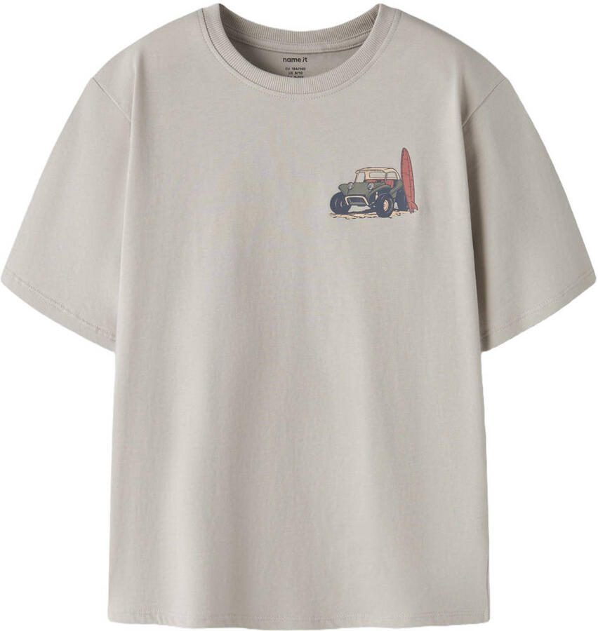 NAME IT KIDS T-shirt met backprint grijs