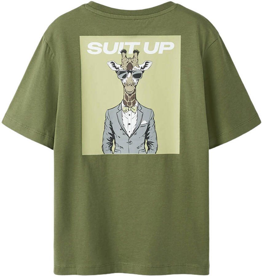 NAME IT KIDS T-shirt met backprint groen