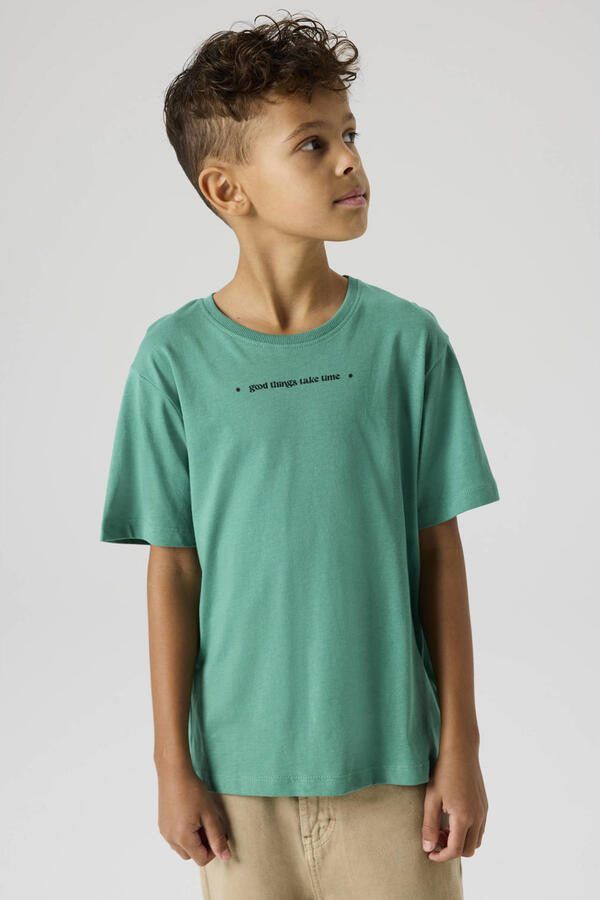 NAME IT KIDS T-shirt met backprint groen