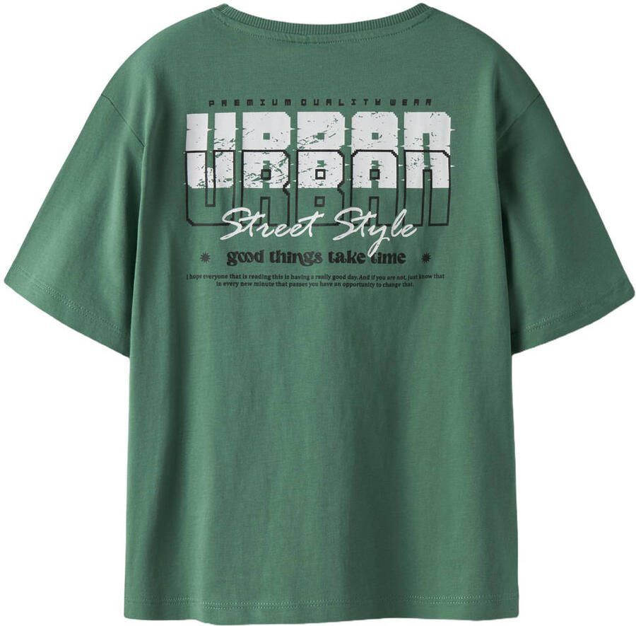 NAME IT KIDS T-shirt met backprint groen - Foto 2