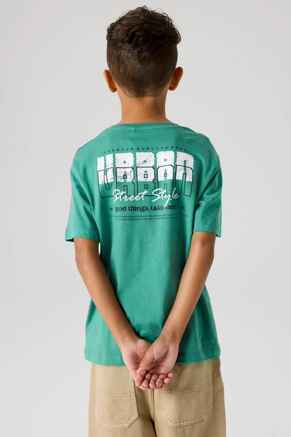 NAME IT KIDS T-shirt met backprint groen - Foto 3