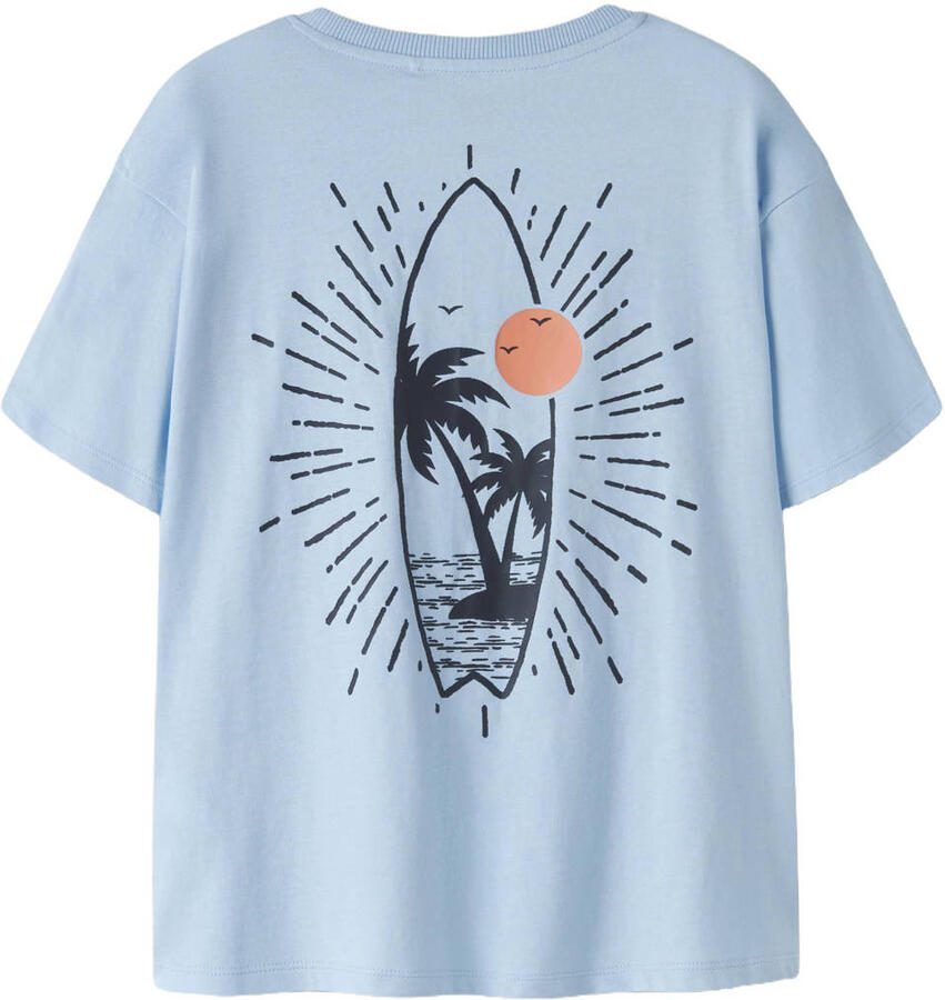 NAME IT KIDS T-shirt met backprint lichtblauw