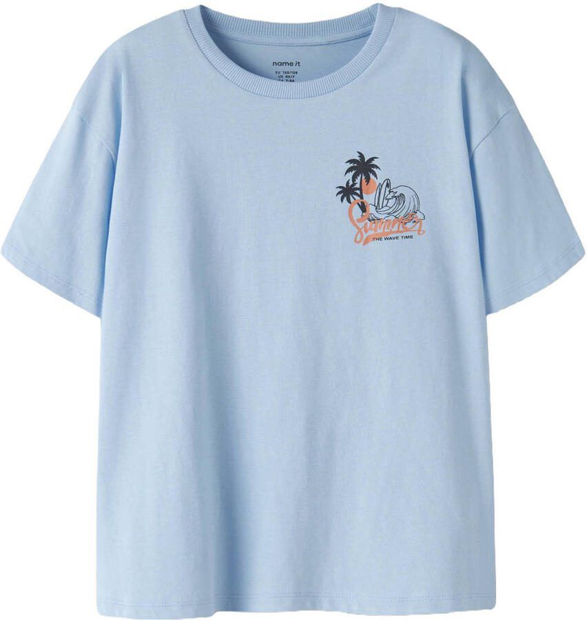 NAME IT KIDS T-shirt met backprint lichtblauw - Foto 2