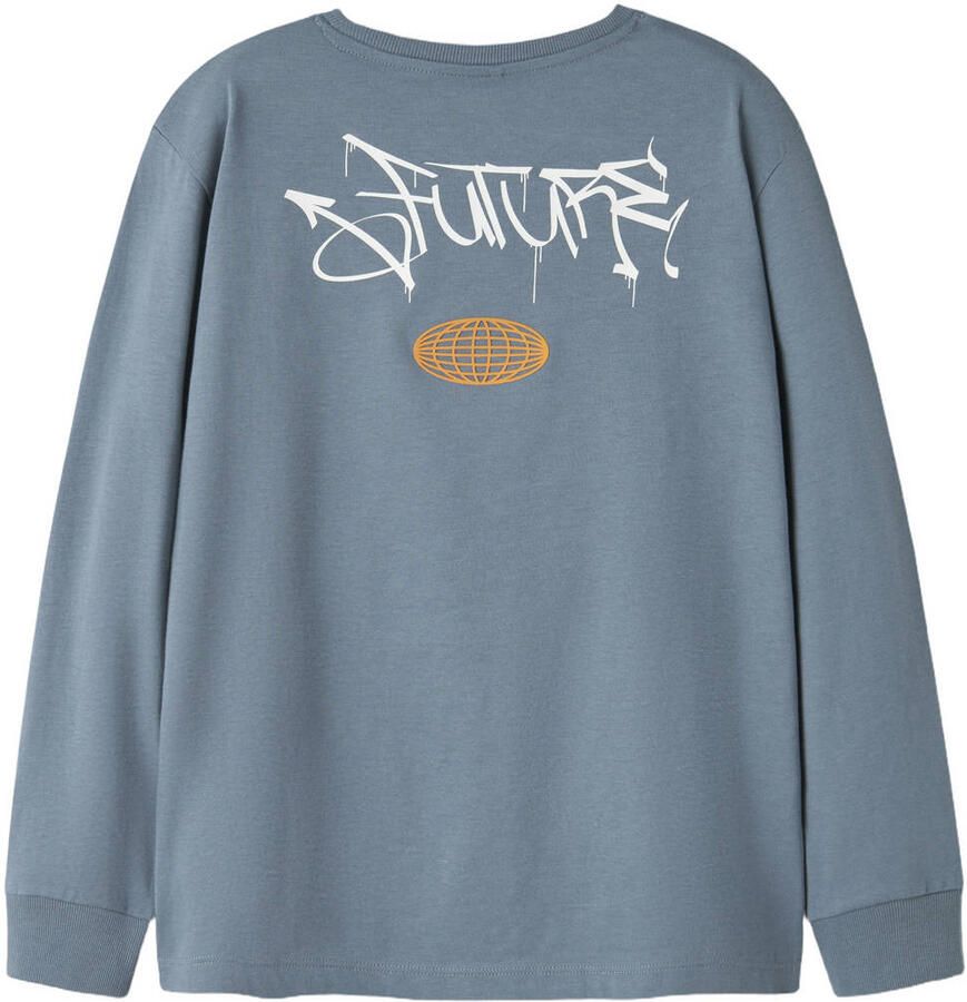 NAME IT KIDS T-shirt met backprint lichtblauw Jongens Katoen Ronde hals - Foto 2
