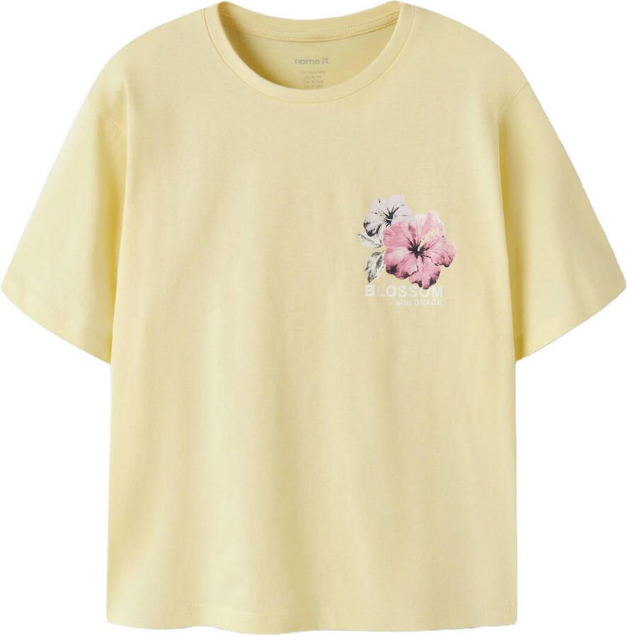 NAME IT KIDS T-shirt met backprint lichtgeel