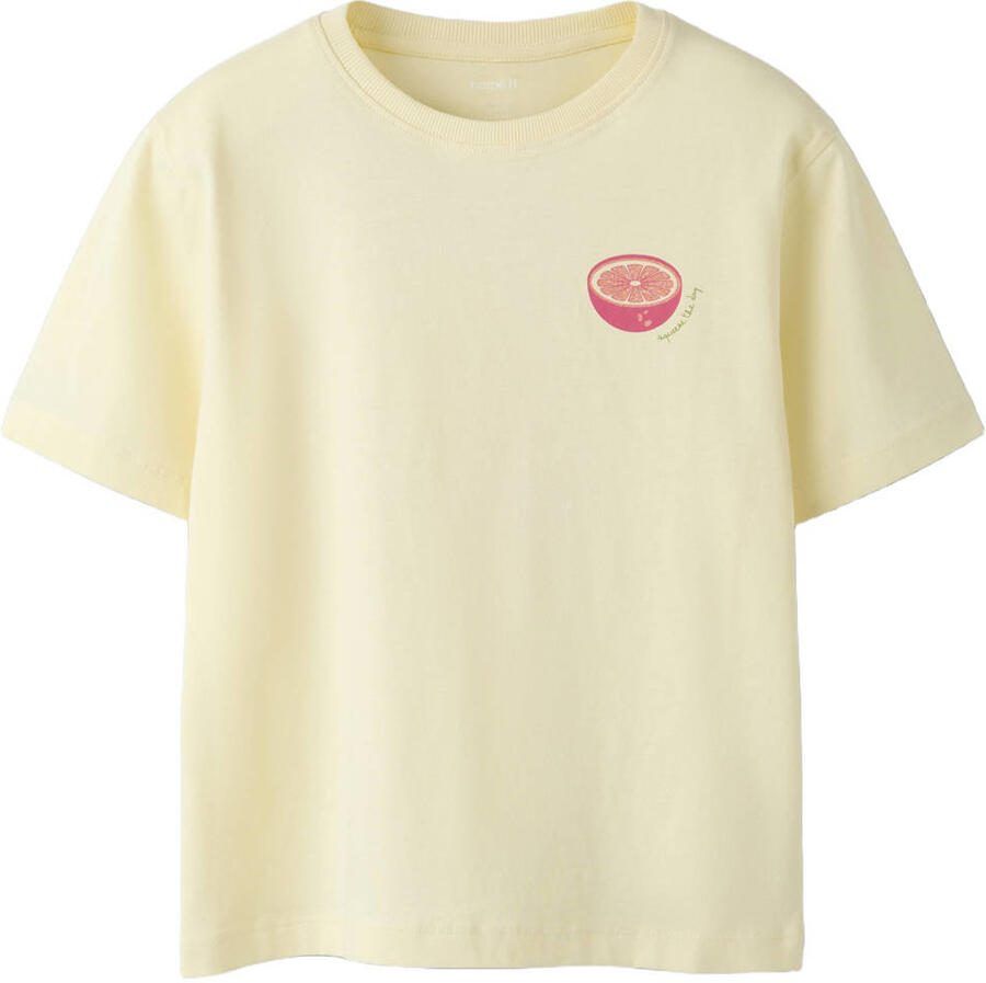 NAME IT KIDS T-shirt met backprint lichtgeel