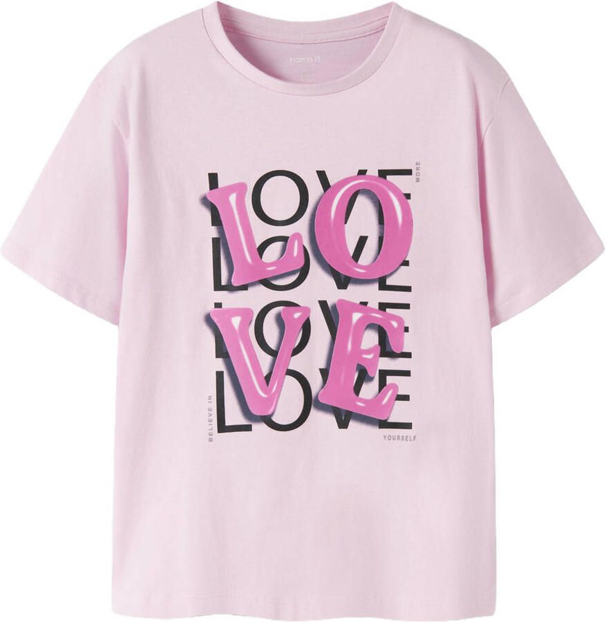NAME IT KIDS T-shirt met backprint lichtroze