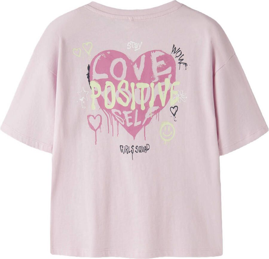 NAME IT KIDS T-shirt met backprint lichtroze
