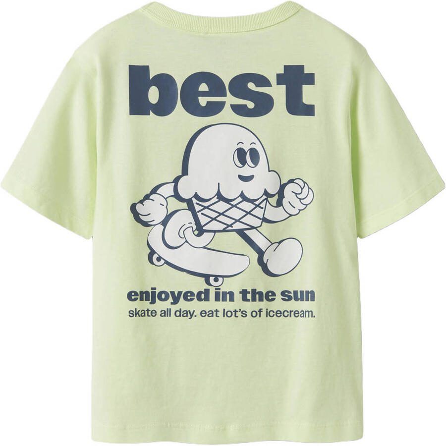 NAME IT KIDS T-shirt met backprint limegroen