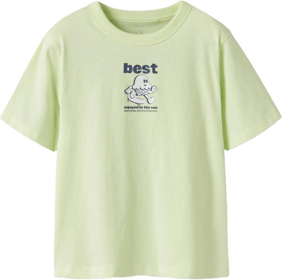 NAME IT KIDS T-shirt met backprint limegroen - Foto 2