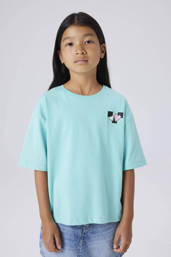 NAME IT KIDS T-shirt met backprint mintgroen