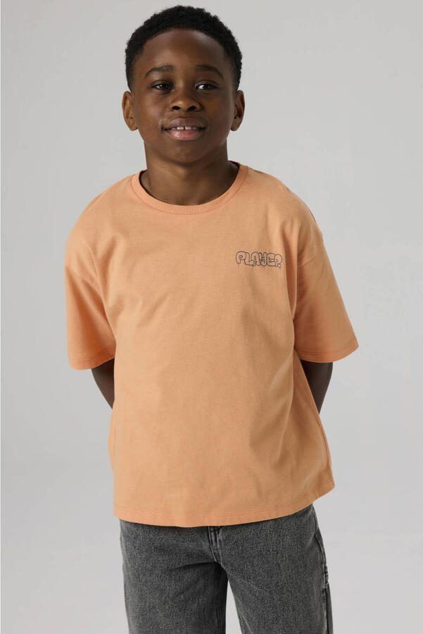 NAME IT KIDS T-shirt met backprint oranje
