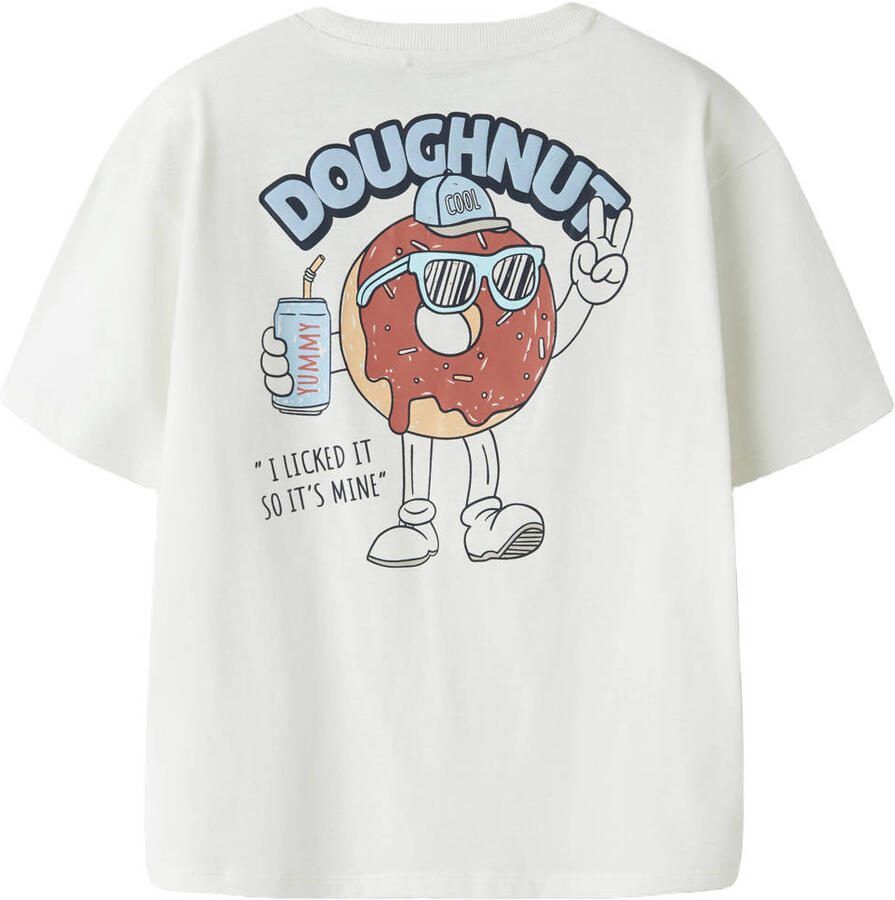 NAME IT KIDS T-shirt met backprint wit