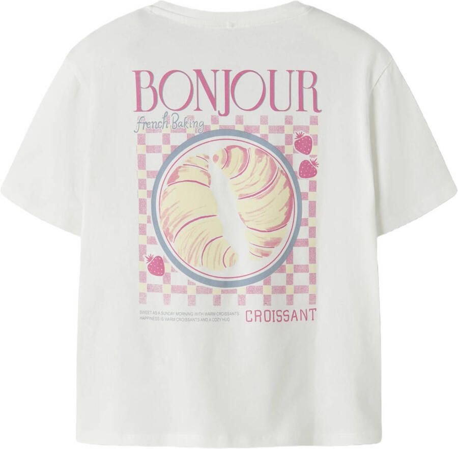 NAME IT KIDS T-shirt met backprint wit