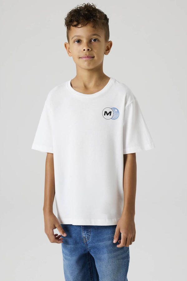 NAME IT KIDS T-shirt met backprint wit