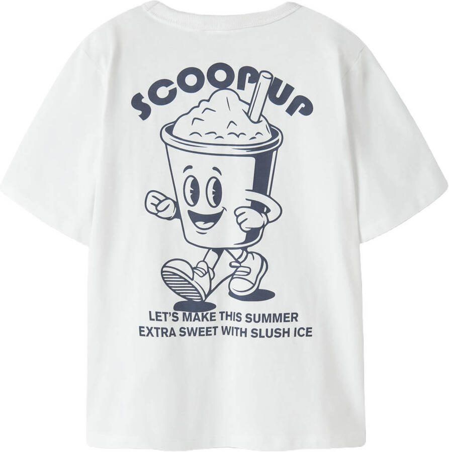 NAME IT KIDS T-shirt met backprint wit