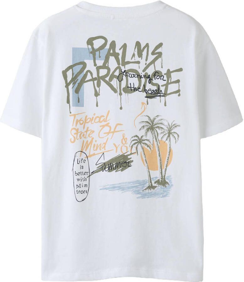 NAME IT KIDS T-shirt met backprint wit