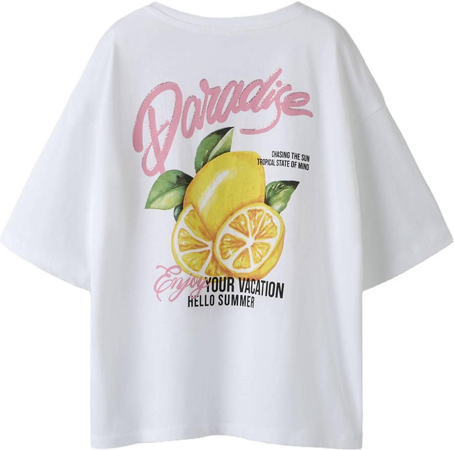 NAME IT KIDS T-shirt met backprint wit