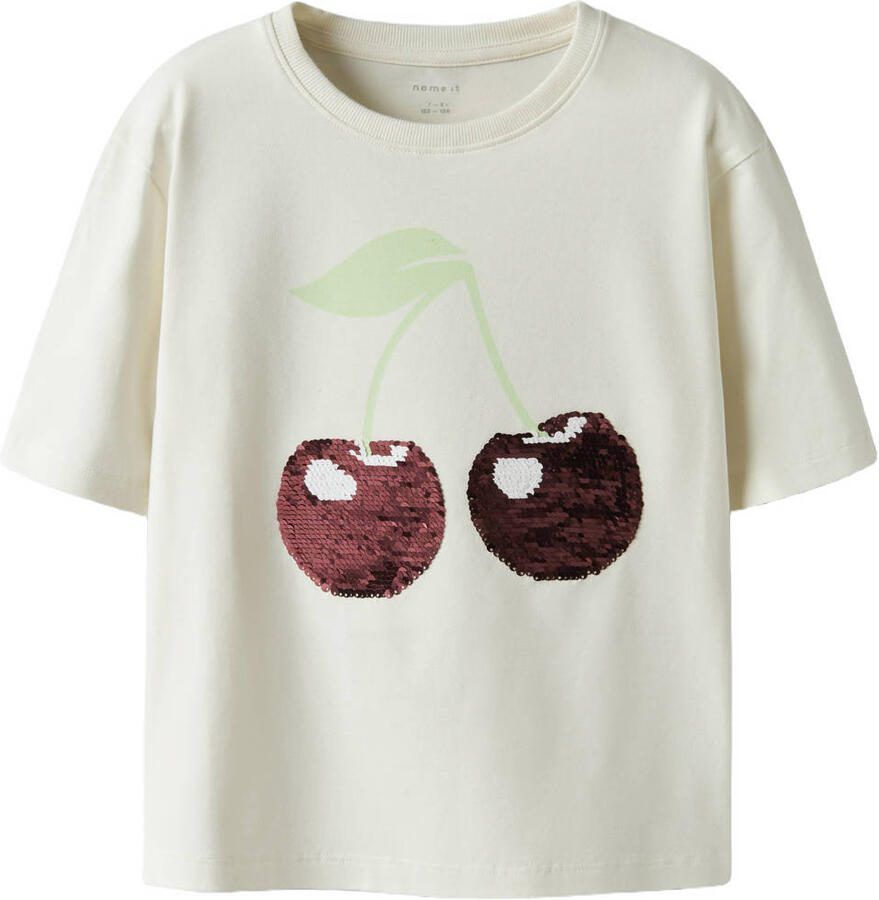 NAME IT KIDS T-shirt met pailletten ecru