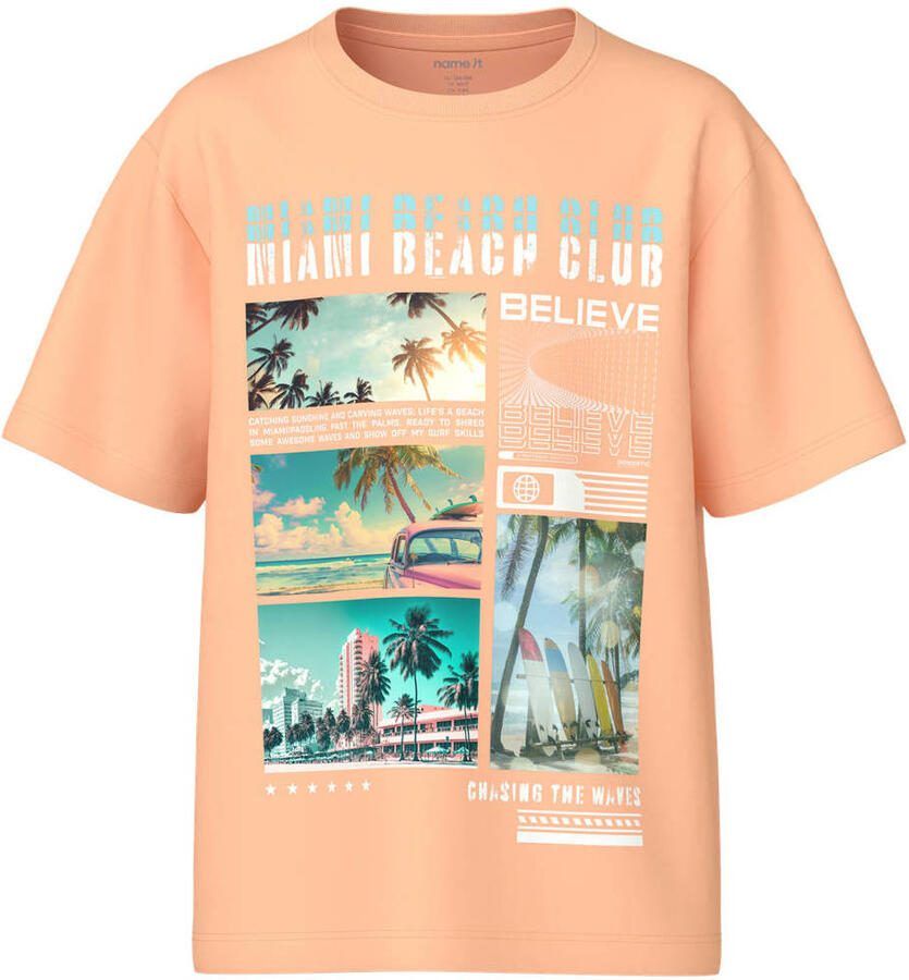 NAME IT KIDS T-shirt met printopdruk oranje