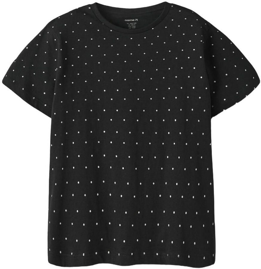 NAME IT KIDS T-shirt met stippen zwart