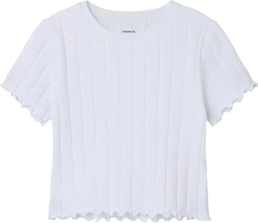Name It Shirt met korte mouwen NKFNORALINA SS CROP TOP NOOS Katoenmix met stretch gegolfde randen - Foto 2