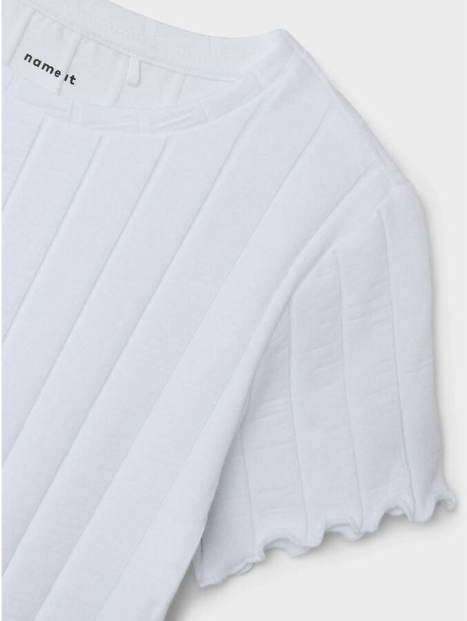 Name It Shirt met korte mouwen NKFNORALINA SS CROP TOP NOOS Katoenmix met stretch gegolfde randen