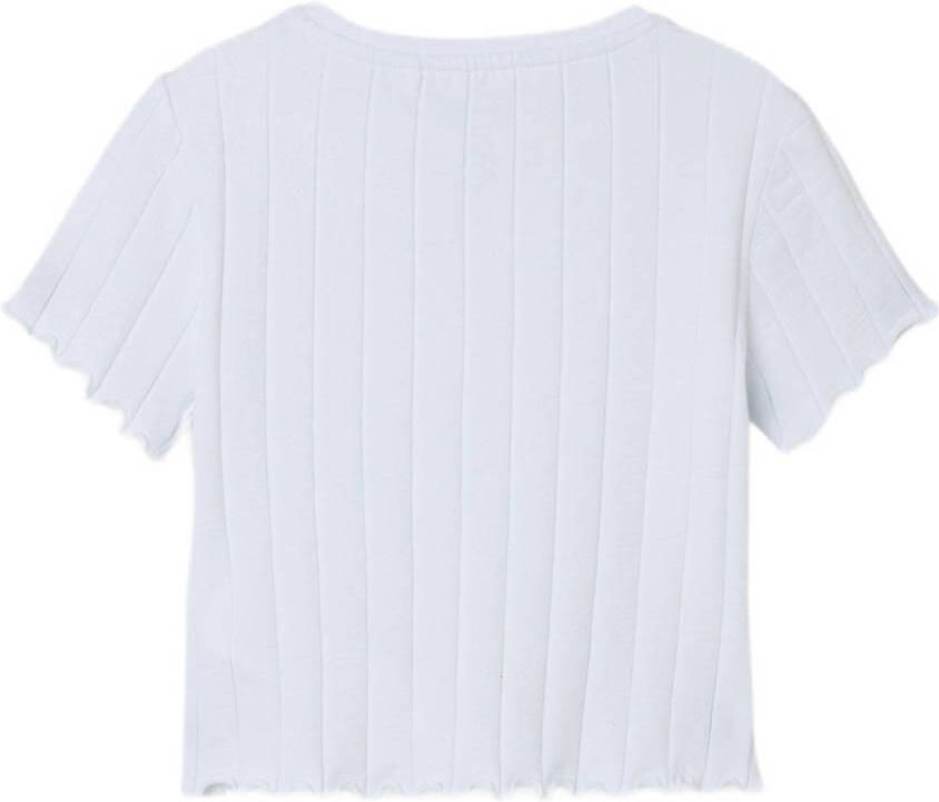 Name It Shirt met korte mouwen NKFNORALINA SS CROP TOP NOOS Katoenmix met stretch gegolfde randen - Foto 2