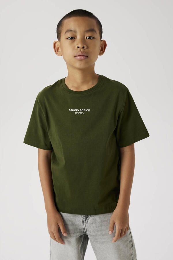 Name it KIDS T-shirt NKMBRODY met tekst donkergroen Jongens Katoen Ronde hals 122 128