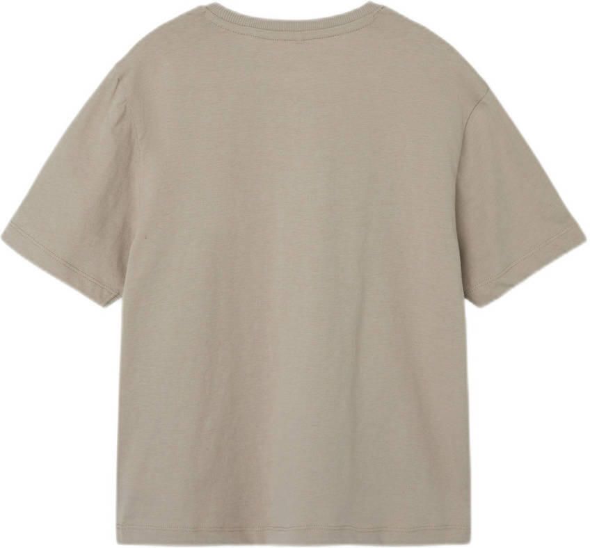 Name it KIDS T-shirt NKMBRODY met tekst zand Beige Jongens Katoen Ronde hals 122 128 - Foto 3