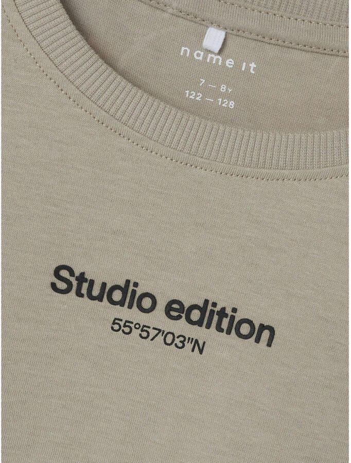 Name it KIDS T-shirt NKMBRODY met tekst zand Beige Jongens Katoen Ronde hals 134 140