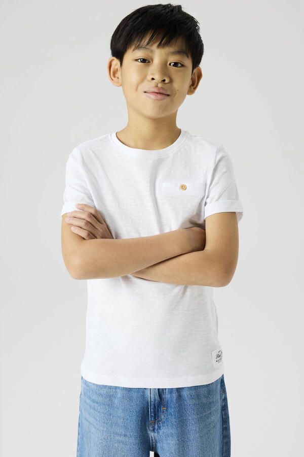 Name it KIDS T-shirt NKMVINCENT wit Jongens Katoen Ronde hals Effen 122 128 - Foto 4