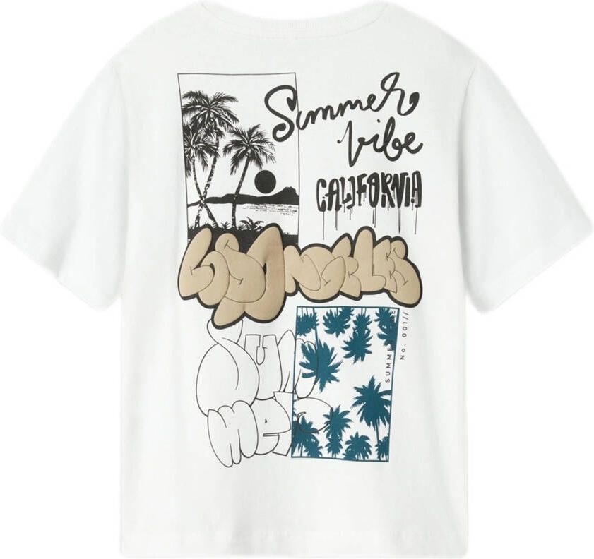 NAME IT KIDS T-shirt met backprint wit