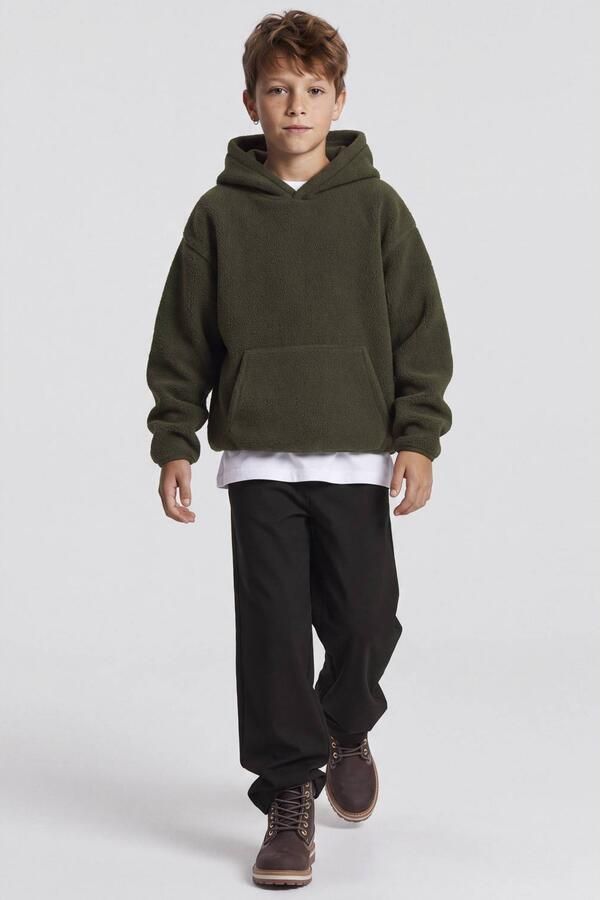 NAME IT KIDS teddy hoodie olijfgroen Sweater Effen - Foto 2